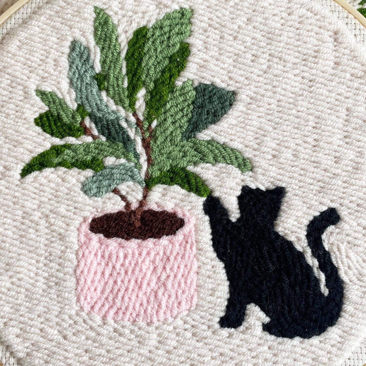 Myfelicity Punch Needle Kit for Adults, Beginners, Cat and Greenery Patterns, Includes Punching Needle Supplies