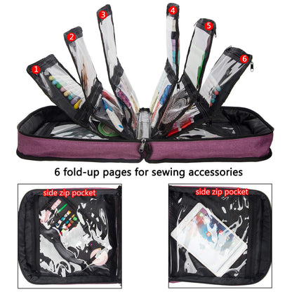 PACMAXI Sewing Accessories Storage Bag, Knitting, Craft Tools and Accessories Organizer, Roomy Carrying Bag for Sewing Tools and Accessories(Purple)