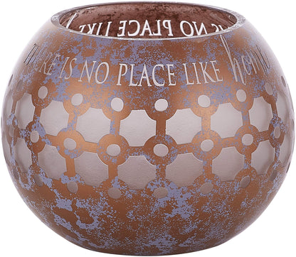 Pavilion - Bronze and Purple Sponge Patterned Frosted Glass 5 Inch Round Tealight Candle Holder - There's No Place Like Home