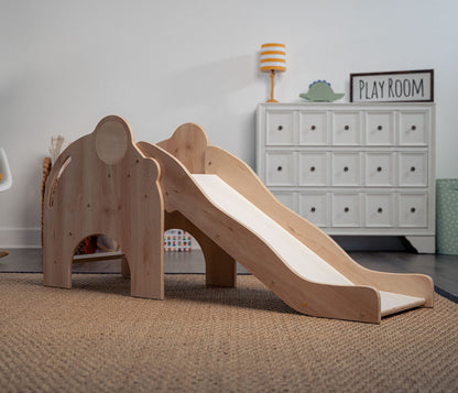 Avenlur Nima Indoor Slide - Elephant Shape Montessori Waldorf Style - Safe, Sturdy, and Reliable - Perfect Indoor Play Space for Developing Motor Skills and Balance in Toddlers and Kids Ages 1 to 5yrs