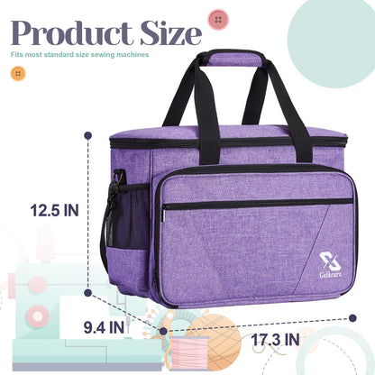 Golkcurx Sewing Machine Carrying Case with Removable Bottom Pad, Side Pocket for Sewing Kit Storage and Adjustable Shoulder Strap, Universal Sewing Machine Bag Fits Standard Singer, Brother, Janome