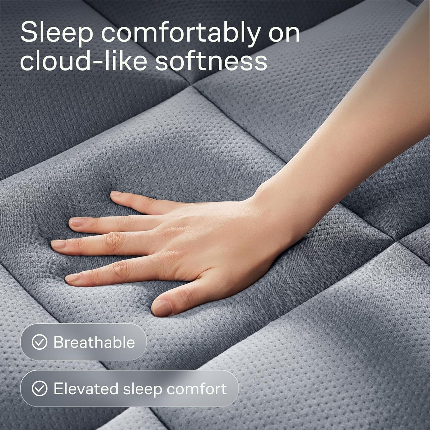 Niagara Sleep Solution Queen Size Mattress Topper - Ultra Soft Bamboo Pillow Top for Back Pain Relief | Naturally Cooling, Gray