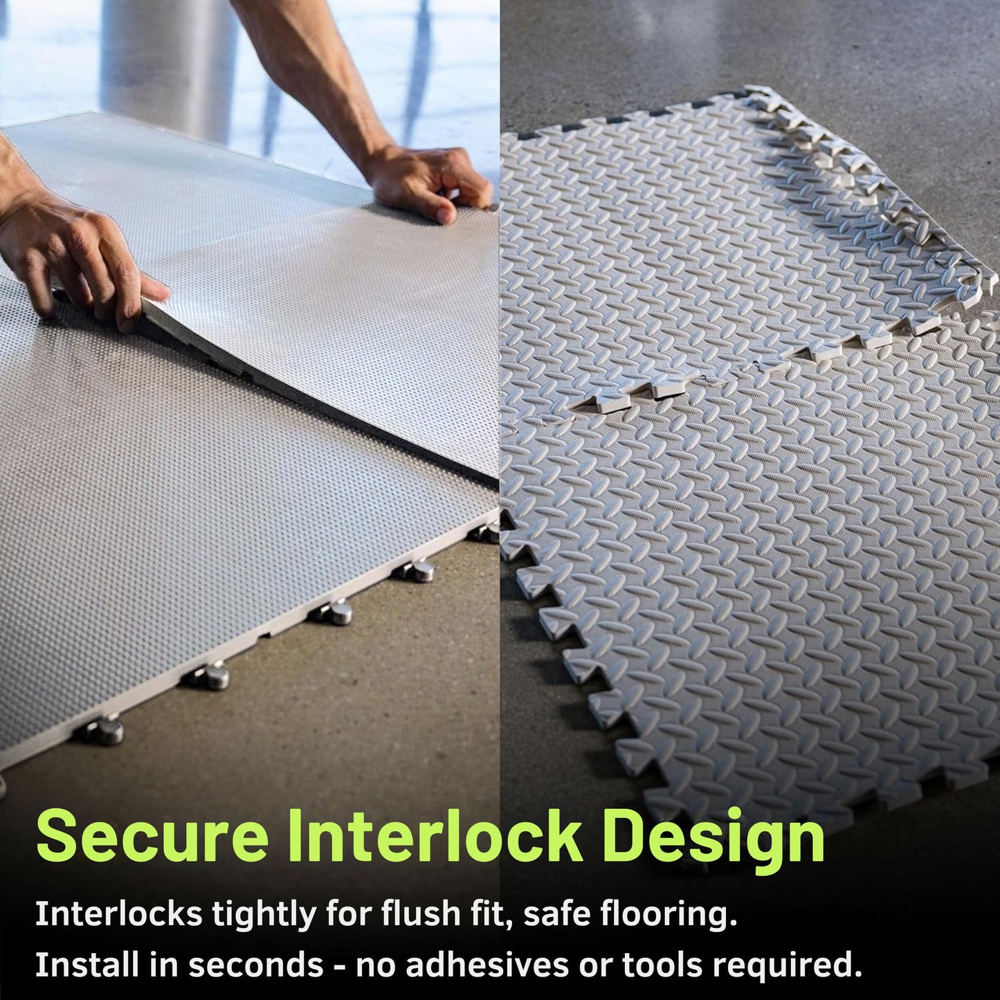 Baselayer CORE Series Interlocking Floor Tiles - Durable ½ in TPE (Rubber Like, NOT Foam, no Odor) - Gym Flooring for Stretching, Yoga, Pilates - Gray, 30 SqFt (12 Pack) - Made in USA