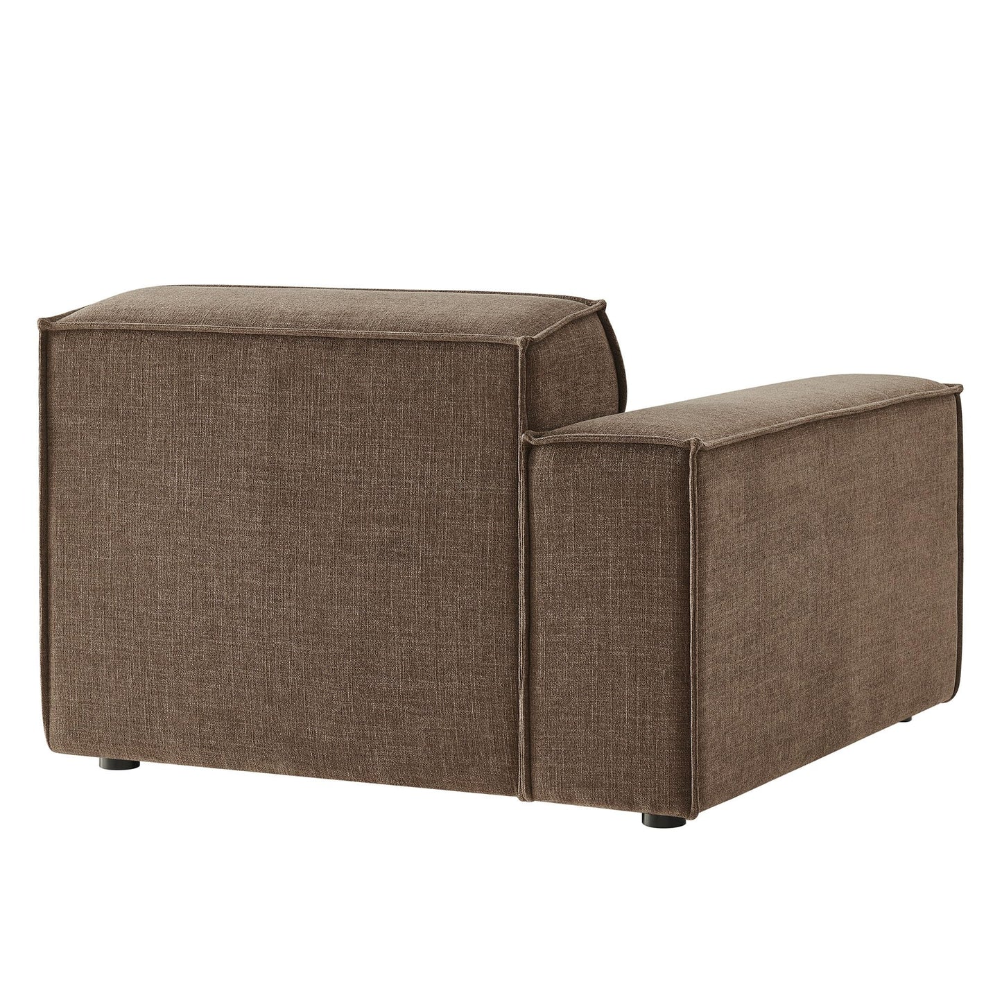 Modway Restore Left-Facing Modular Lounge Chair in Mocha - Living Room Fabric Upholstered Single-Arm Accent Armchair for Sectional Sofa with Coil Seat Support and French Piping