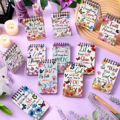 Fuyoooo 12 Pcs Bible Verse Diamond Art Notebook Kits for Adults DIY Christian Religious Diamond Painting Notebook with Tool Bible Cover Notepad 5d Journal Accessory Crafts Mothers Day Gifts