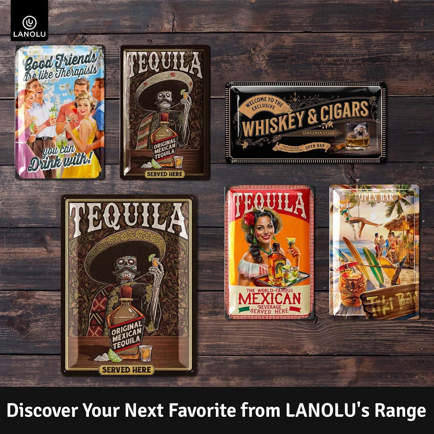 12x16" LANOLU XXL Vintage Tin Sign TEQUILA Wall Art, Vintage Retro Signs for Bar, Metal Sign La Cantina, Letrero de Bar
