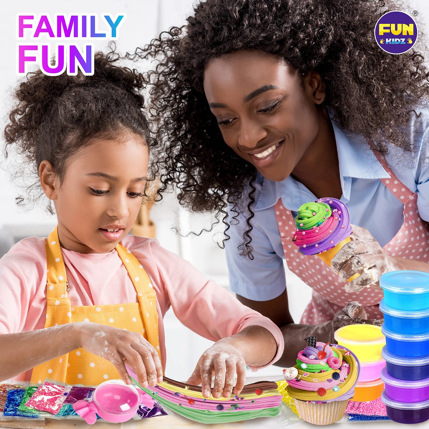 33 Cups Jumbo Slime Kit for Kids, FunKidz Premade Ultimate Slime Pack to DIY Soft, Cloud, Clear, Butter, Glitter, Glow in Dark Slime Making Kit Party Favors Gift Toys for Girls and Boys
