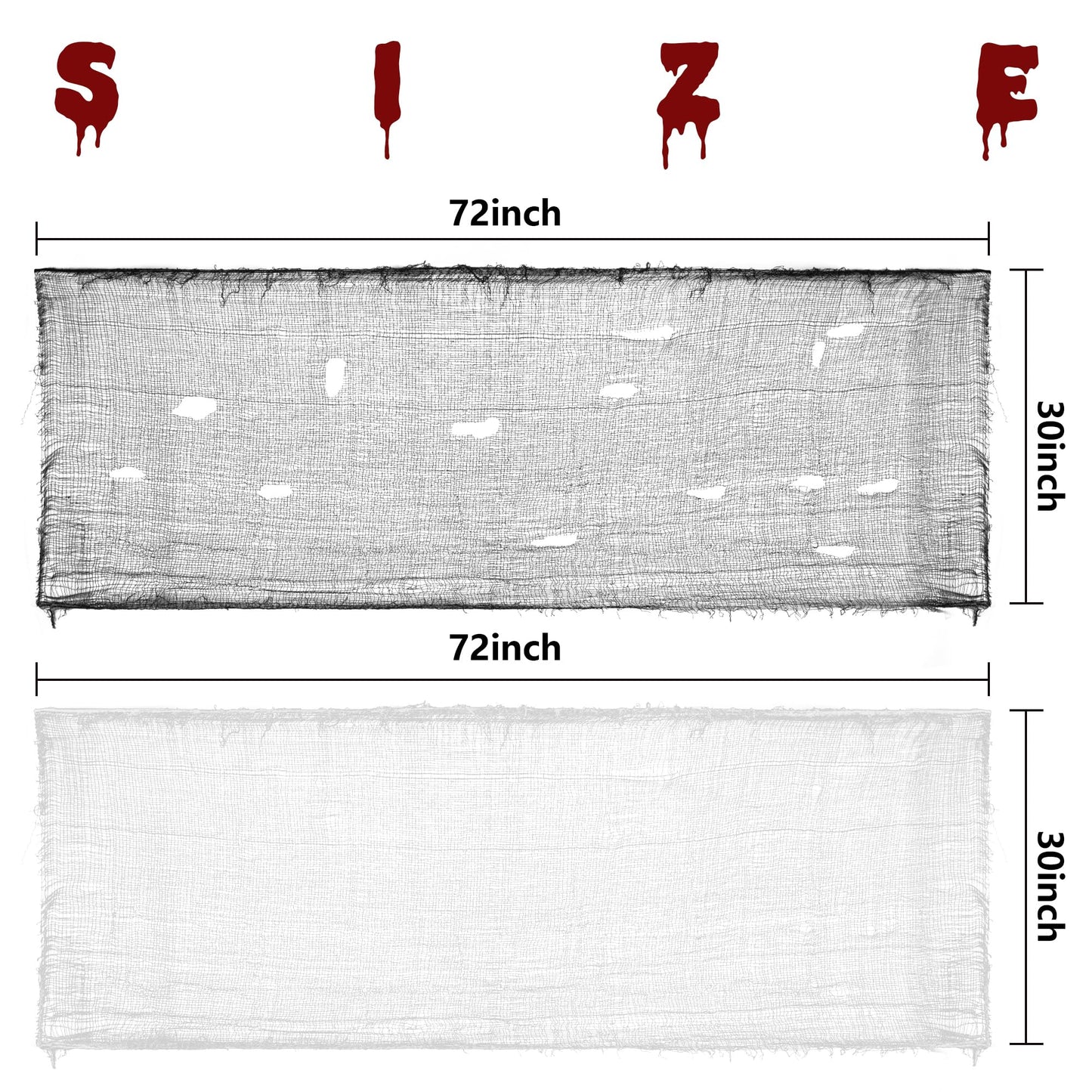 Alpurple 12 Pcs Halloween Creepy Cloth, 30 x 72 Inch Scary Spooky Fabric Cloth, Freaky Loose Weave Creepy Gauze for Halloween Party Decoration (6 Black + 6 White)