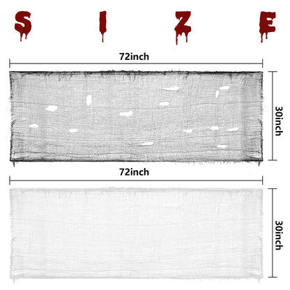 Alpurple 12 Pcs Halloween Creepy Cloth, 30 x 72 Inch Scary Spooky Fabric Cloth, Freaky Loose Weave Creepy Gauze for Halloween Party Decoration (6 Black + 6 White)