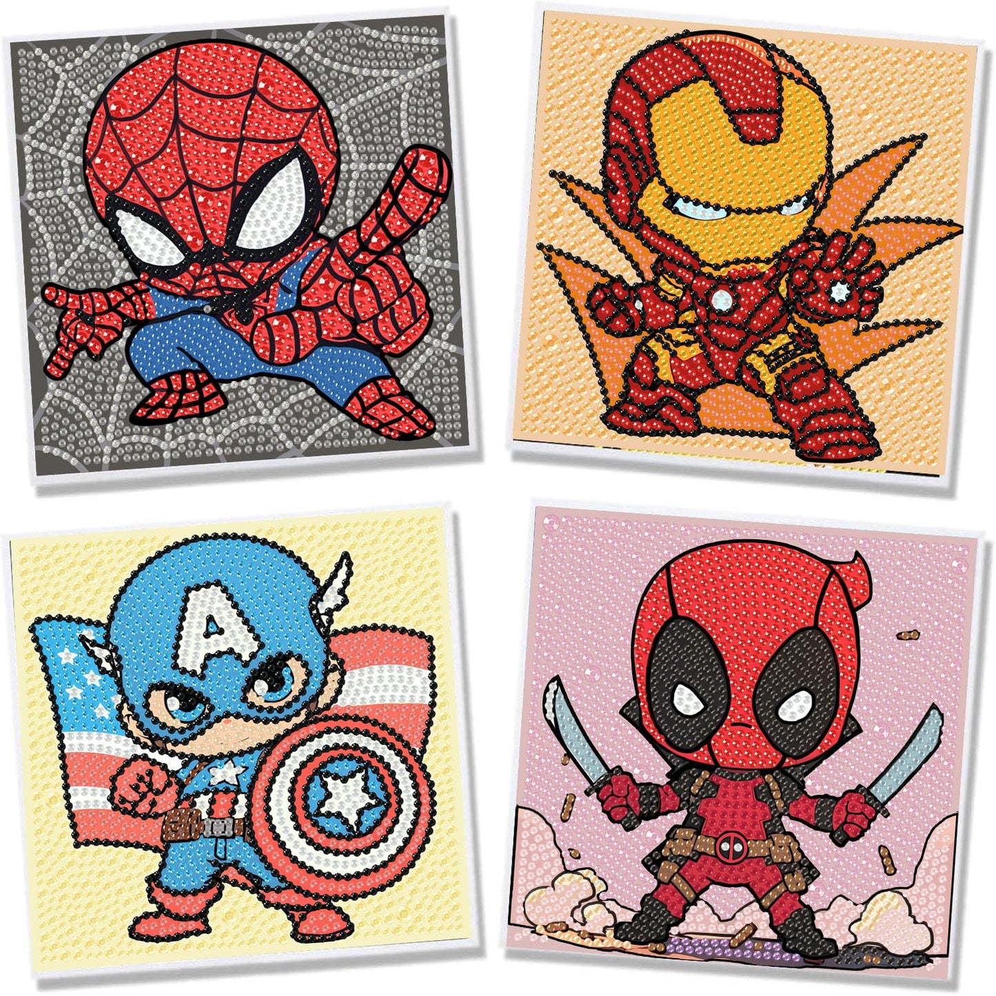 Sretoul 4 Pack Cartoon Diamond Art Kits for Kids-Cartoon Diamond Art Painting Kits for Girls, Crafts for Kids Ages 4-8 for Home Wall Decor Present 6X6 inch