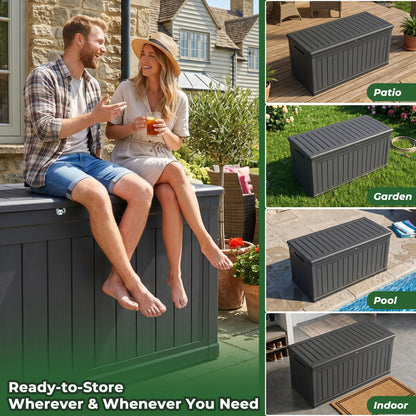 Cirui 320 Gallon Deck Box, Lockable Waterproof Storage Box, Outdoor Storage Bin for Package Delivery, Patio Cushions, Gardening Tools，Pool Accessories and Sports Equipment (Black,320 Gallon)