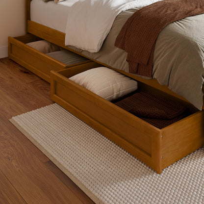 AFI, Everett Twin XL Platform Bed with Panel Footboard & Storage Drawers, Light Toffee