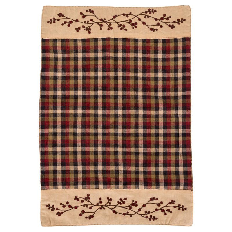 The Country House Lancaster Berry Edged Black Plaid 19 x 13 Cotton Fabric Placemats Pack of 4