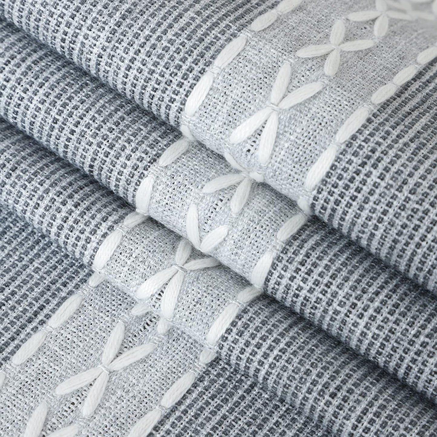 13x48inch Farmhouse Braided Striped Table Runner Rustic Embroidery Coffee Table Runners for Decorations Weddings
