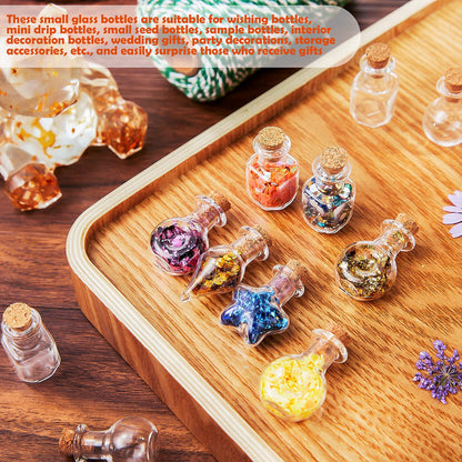 Patelai 50 Pcs Mini Glass Bottles Jars with Cork Stoppers Tiny Cork Glass Bottles Halloween Small Wishing Message Jars DIY Decor for Winter Christmas Party Wedding Baby Shower Favors(Classic Shape)