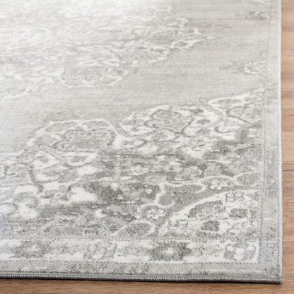 SAFAVIEH Brentwood Collection 2' x 4' Grey/Ivory BNT802F Medallion Distressed Non-Shedding Living Room Bedroom Accent Rug