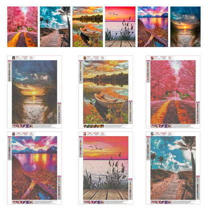 abcGoodefg Diamond Art Paintings Kit 6 Packs, DIY 5D Diamond Art Kits for Adults Landscape Set Round Full Drill Paint by Diamonds, 12x16 inch