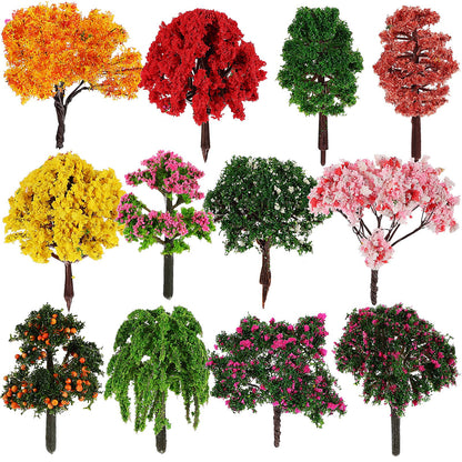 LIOOBO 12pcs Miniature Trees for Crafts Fairy Garden Accessories Mini Mixed Model Trees Dollhouse Decor Terrarium Plant for DIY Micro Landscape Train Scenery Architecture Diorama Supplies 2.1-2.5Inch