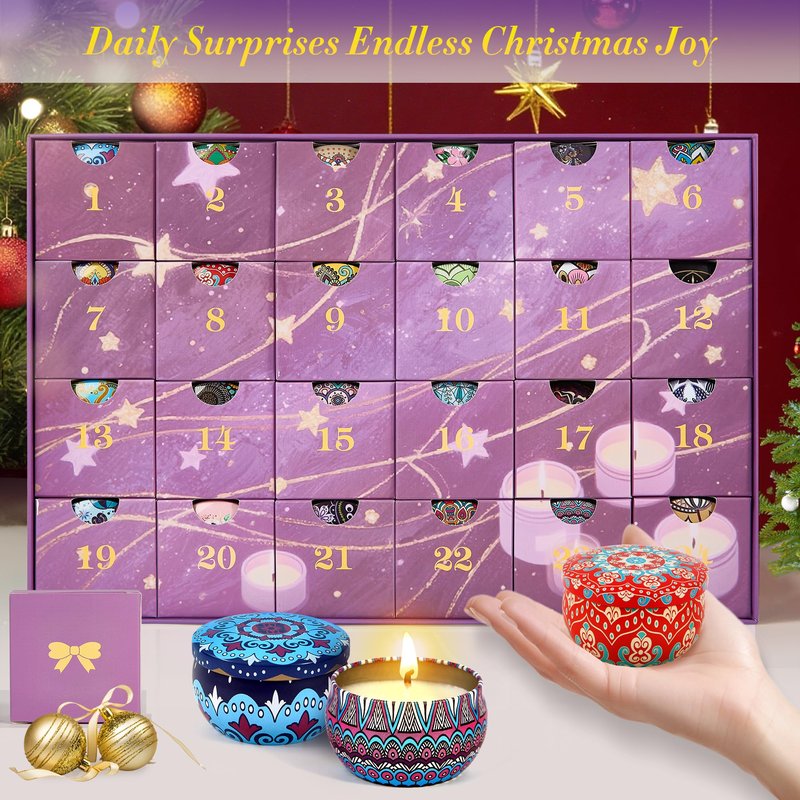 Advent Calendar 2025 - 24 Days Scented Candles Gift Set Christmas Advent Calendars Aromatherapy Candle - Birthday Thanksgiving Mother's Day for Adult Women with Gift Box