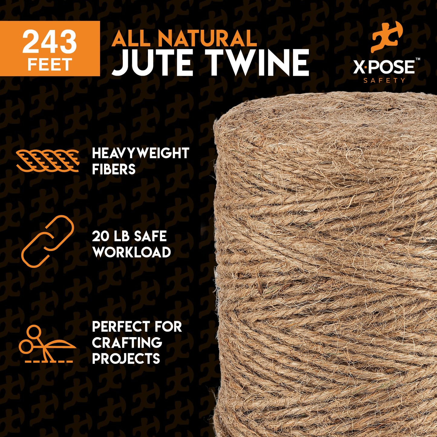 Jute Twine - 3 Ply Brown Roll 243 Feet Natural Jute String for Crafts, Packaging, Wrapping, Decorative Rope Cord for Hanging Ornaments (6 Packs)