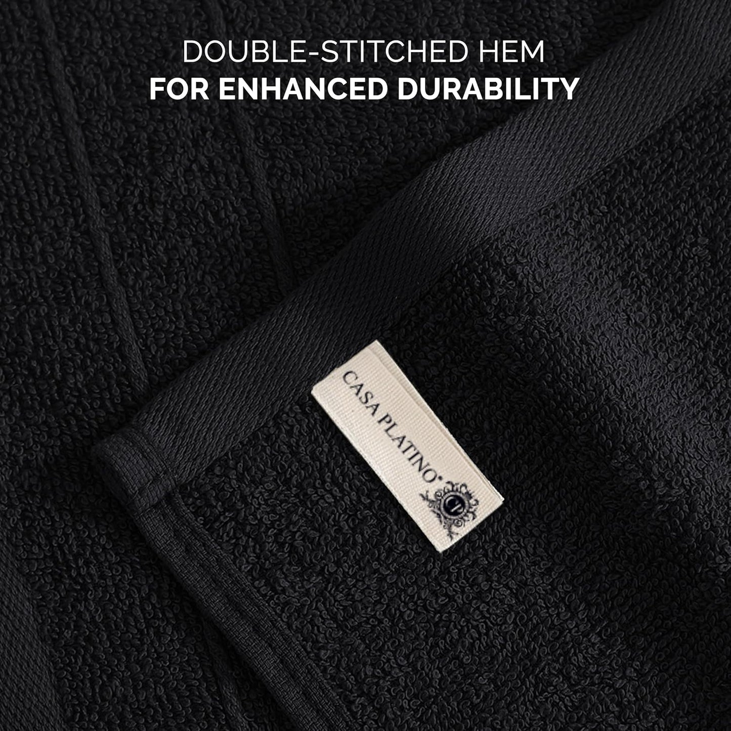 12 Pack 100% 13"x13"- Casa Platino Washcloths - Ringspun Cotton Washcloths - Soft Textured, Well Stitched, Lightweight