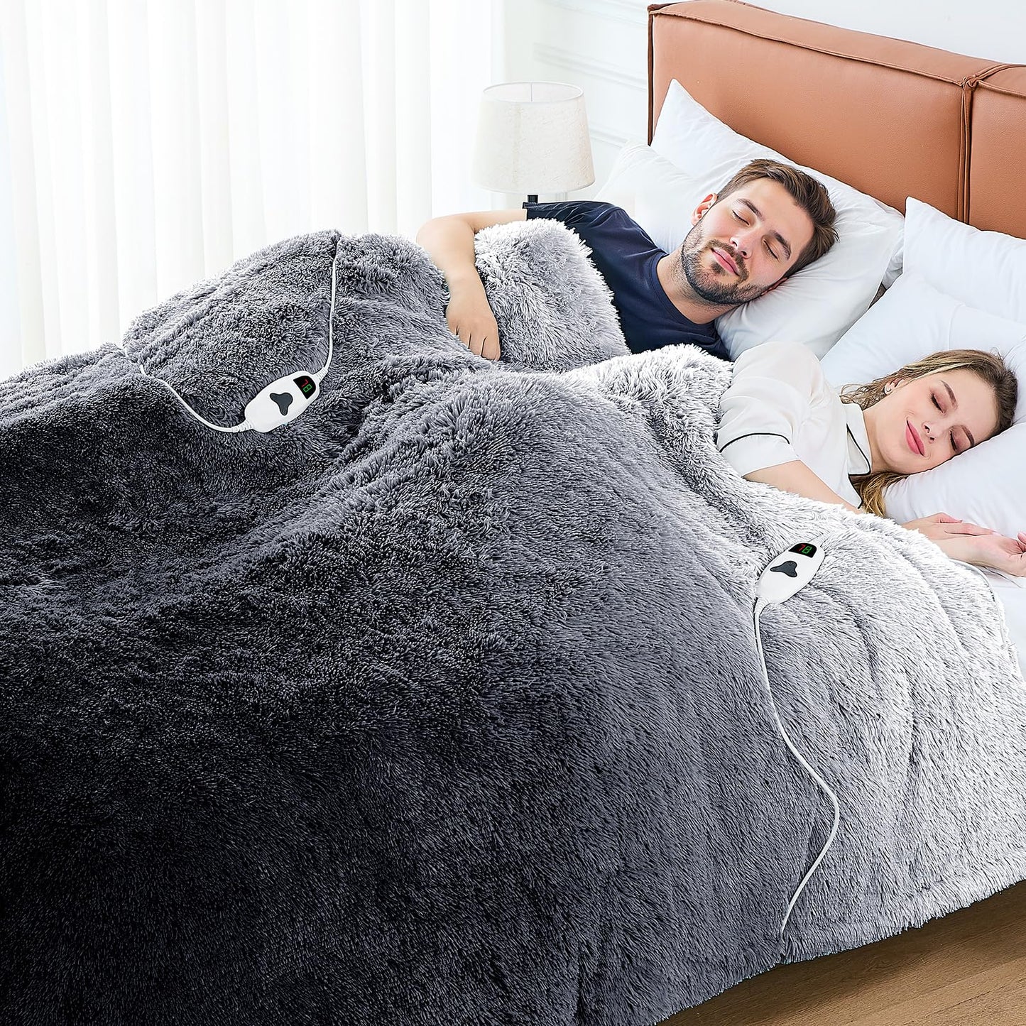 Heated Electric Blanket Throw,Warm Winter Birthday Gifts for Women Her Grandma-Faux Fur with Soft Sherpa,10 Heat Settings,5 Time Settings with Fast Heating, 50x60, Rainbow