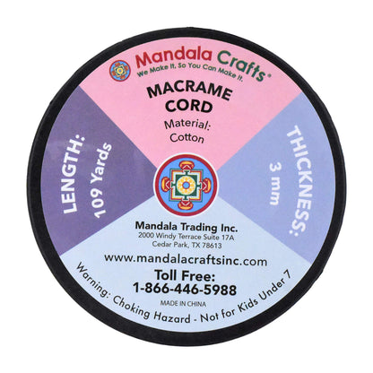 Mandala Crafts Navy Blue Macrame Cord 3mm 3 Strands Twisted Cotton Cord Macrame Supplies - 109 Yds Cotton String Macrame Rope for Crafts Wall Hanging Plant Hangers