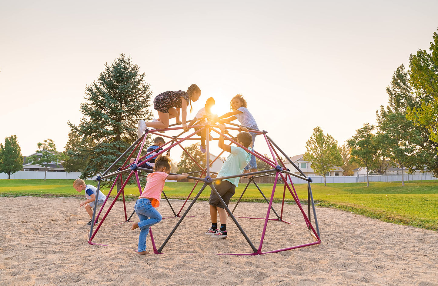 Lifetime 91088 Geometric Dome Climber Jungle Gym, 5.5' High x 11' Wide, Berry & Brown, 66-Inch