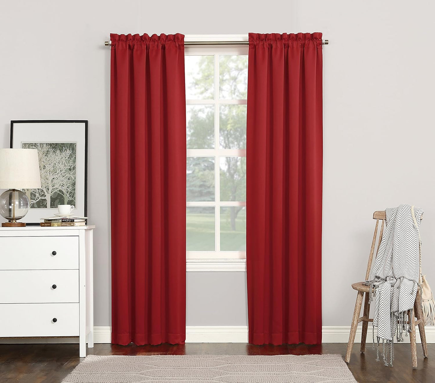 Sun Zero Easton Energy Saving Blackout Curtain Panel, 40" x 63", Red