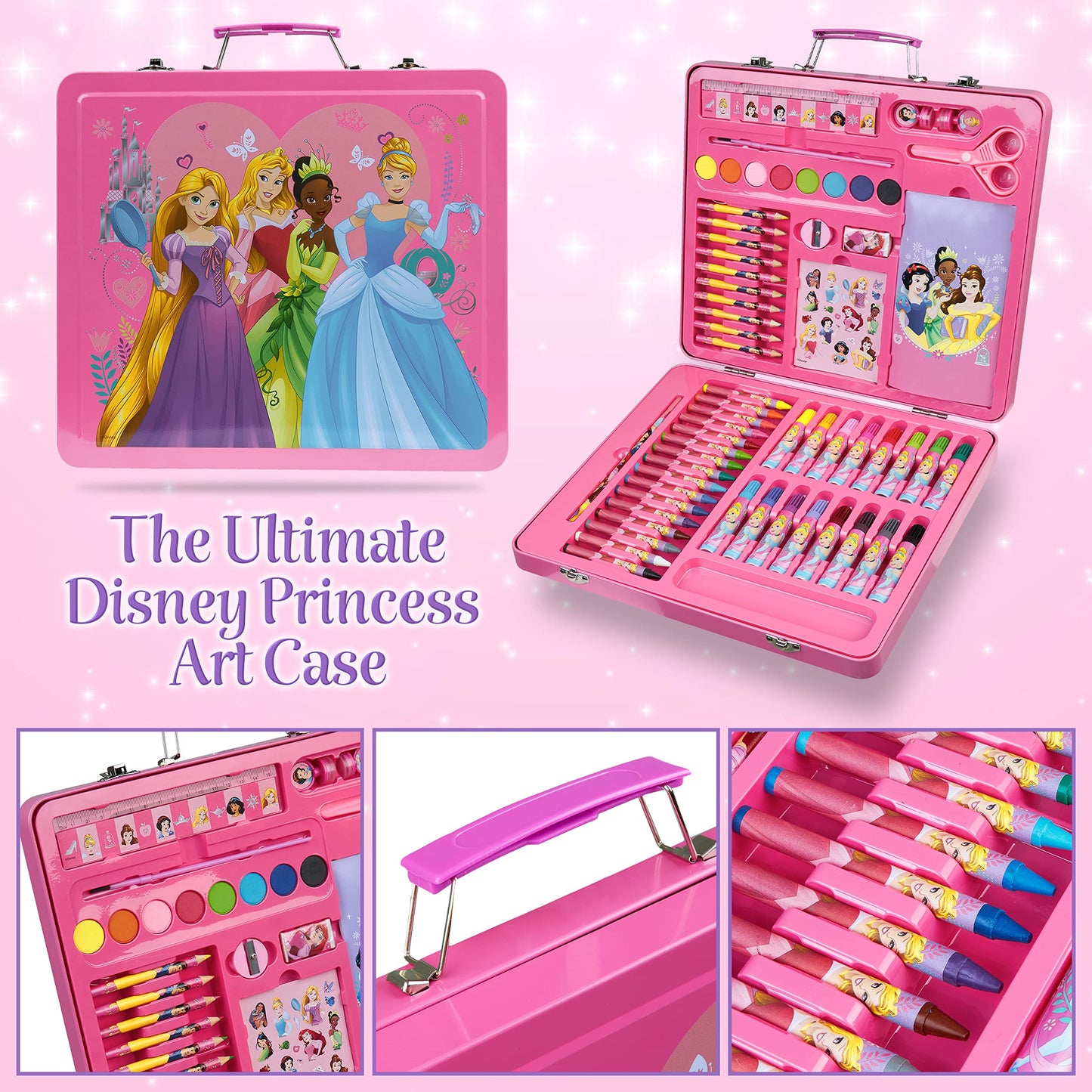 Disney Colored Pencils Art Supplies Kids Drawing Kit School Supplies Painting Kit Girls Drawing Pencils Art Kit Travel Case with Crayons Arts and Crafts for Kids 4-12