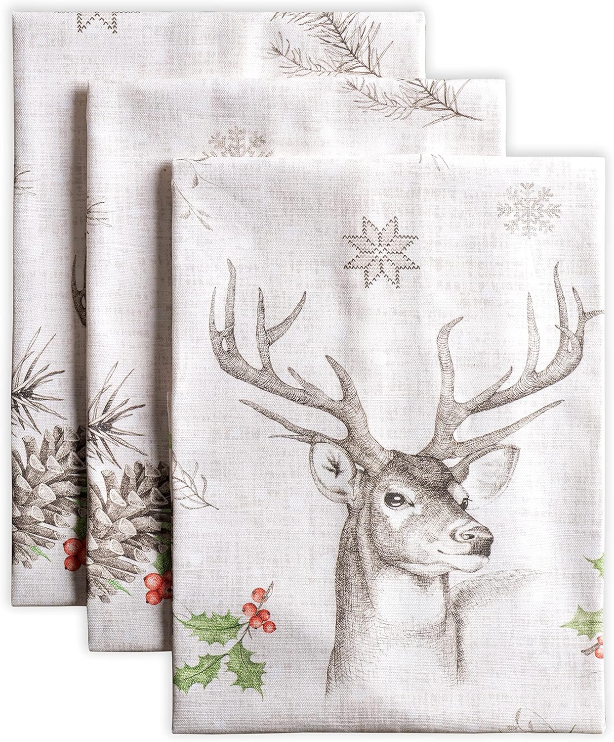 Maison d' Hermine Kitchen Towel, 100% Cotton Quick Dry Cleaning Dishtowel, Set of 3 for Gifts, Dining, Home