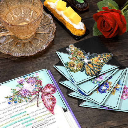 Ireer 8 Pcs Diamond Art Bookmark Kit Butterfly Diamond Painting Bookmark DIY Corner Book Marks for Kid Adult Book Lover Graduation Birthday Wedding Crafts Supplies, 8 Styles