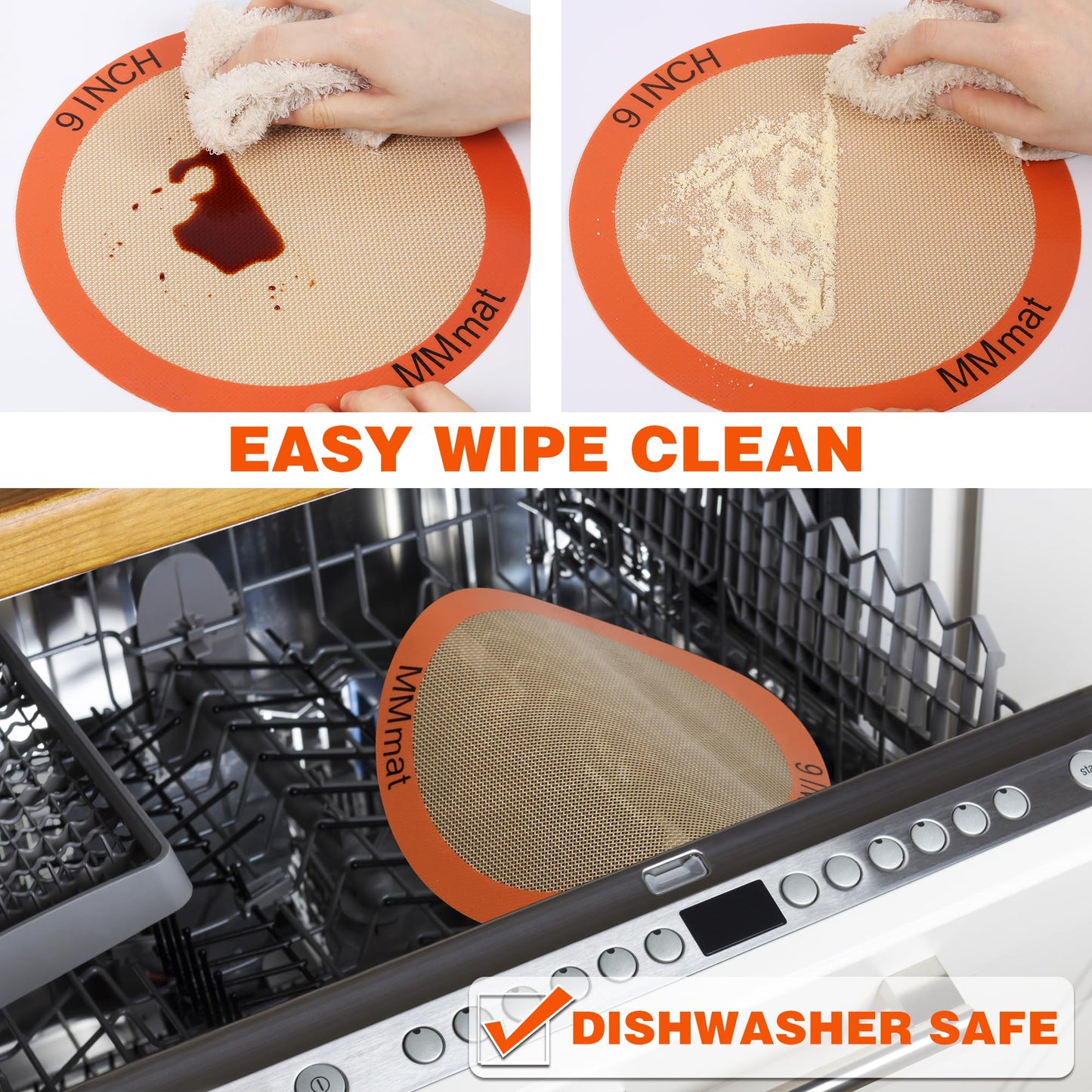 MMmat Silicone Baking Mats Set of 2 Round Non-Stick Reusable Air Fryer Linner - Best German Silicone - 12 inch