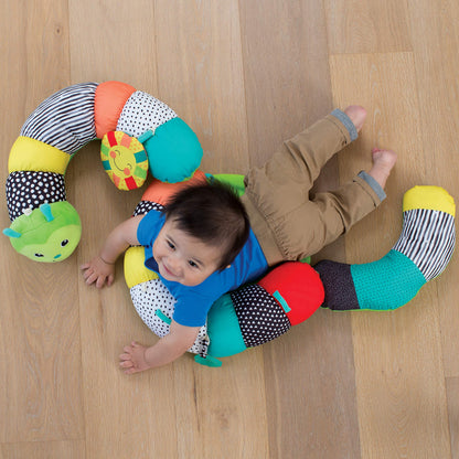 Infantino Prop-A-Pillar Tummy Time & Seated Support, Baby Floor Seat for Tummy Time & Early Sitting, Soft, Supportive, Engaging Toys, Caterpillar