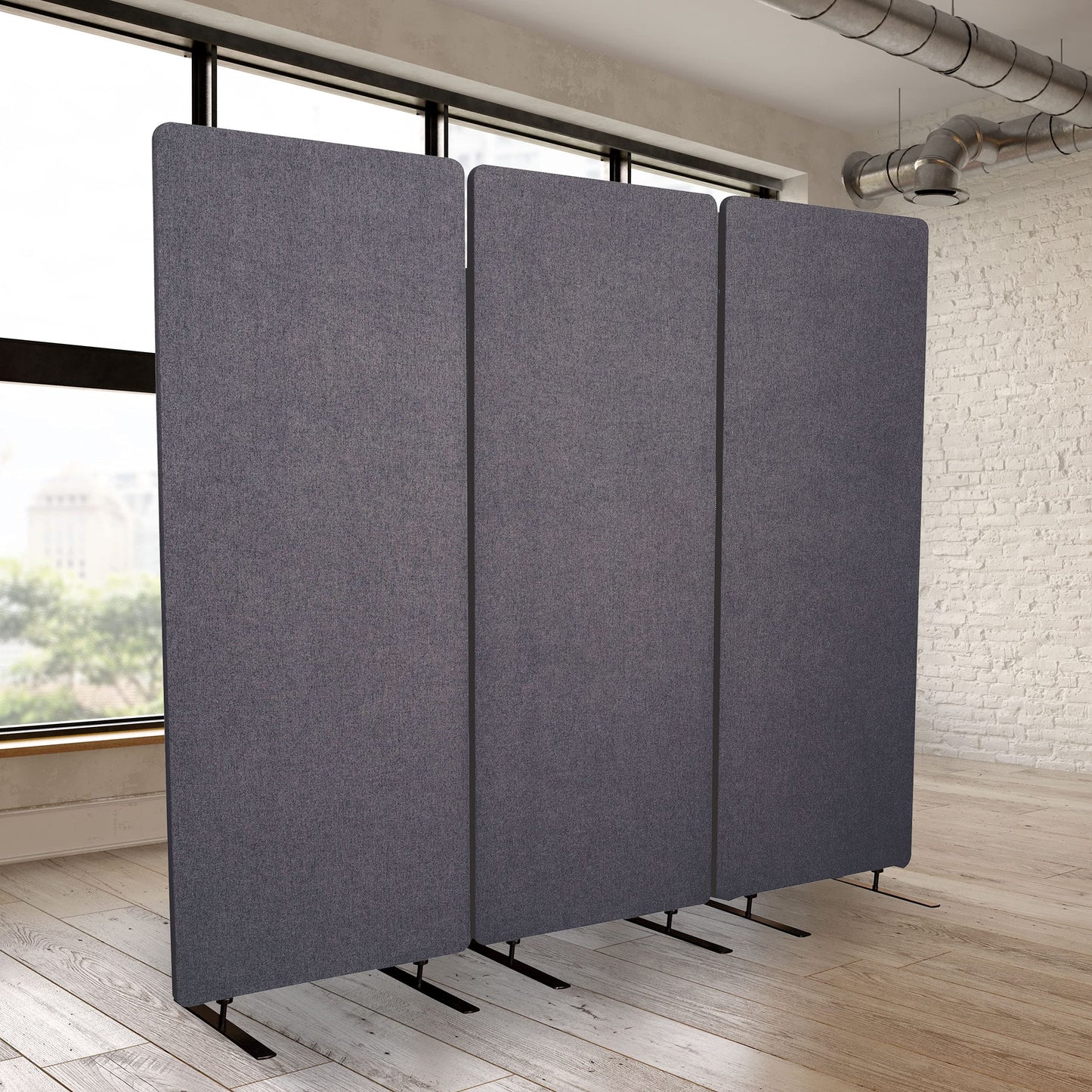 Stand Up Desk Store ReFocus Freestanding Noise Reducing Acoustic Room Wall Divider Office Partition (Ash Grey, 72" x 66", Zippered 3-Pack)