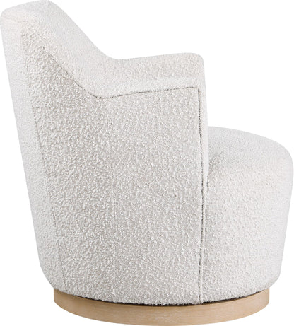 Meridian Furniture Clarita Cream Boucle Fabric Swivel Accent Chair