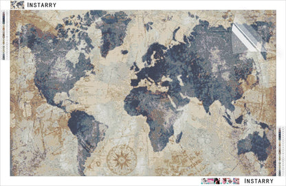 Instarry DIY 5D Diamond Painting Kits for Adults Full Drill World Map Mosaic Crystal Embroidery Wall Decorations for Living Room Art Kit 23.6x15.7 inch