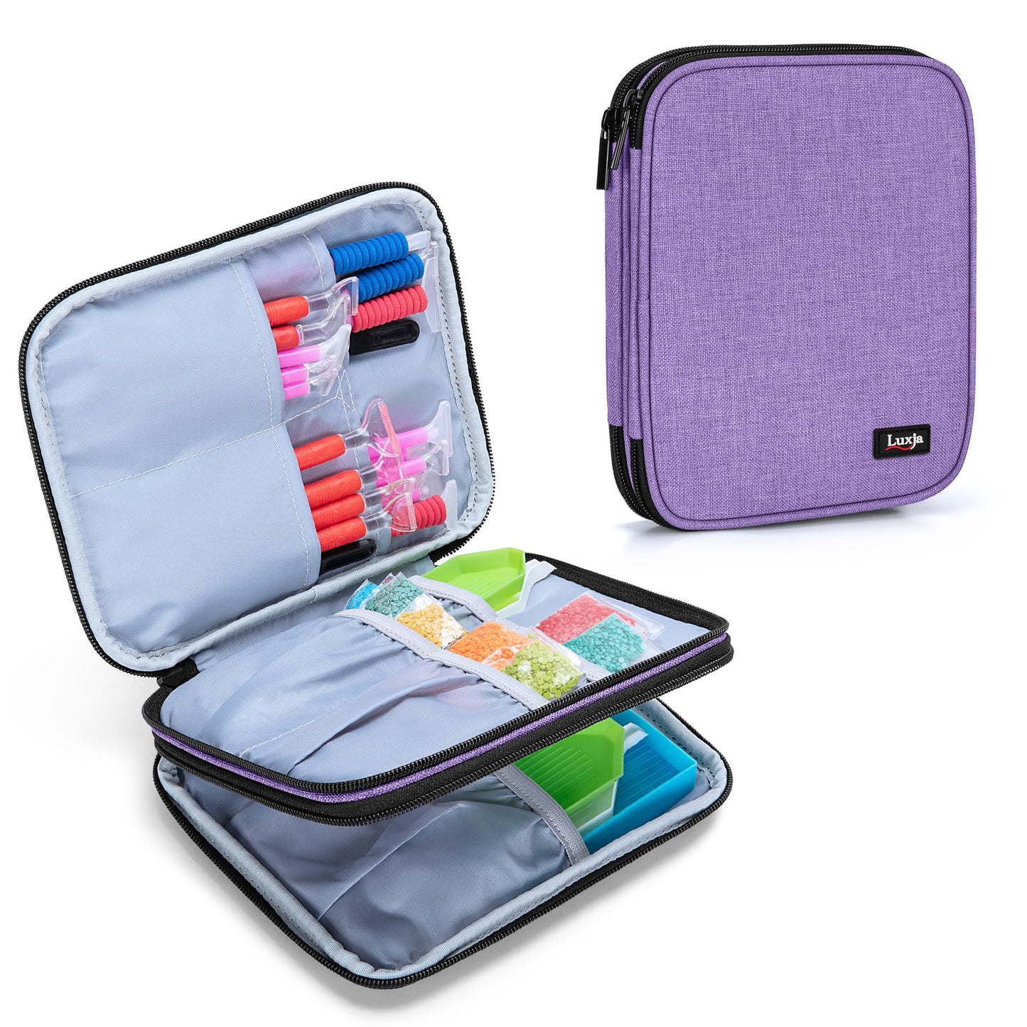 LUXJA Double Layer Diamond Painting Kits Storage, Carrying Bag for Diamond Painting Accessories (Bag Only), Purple