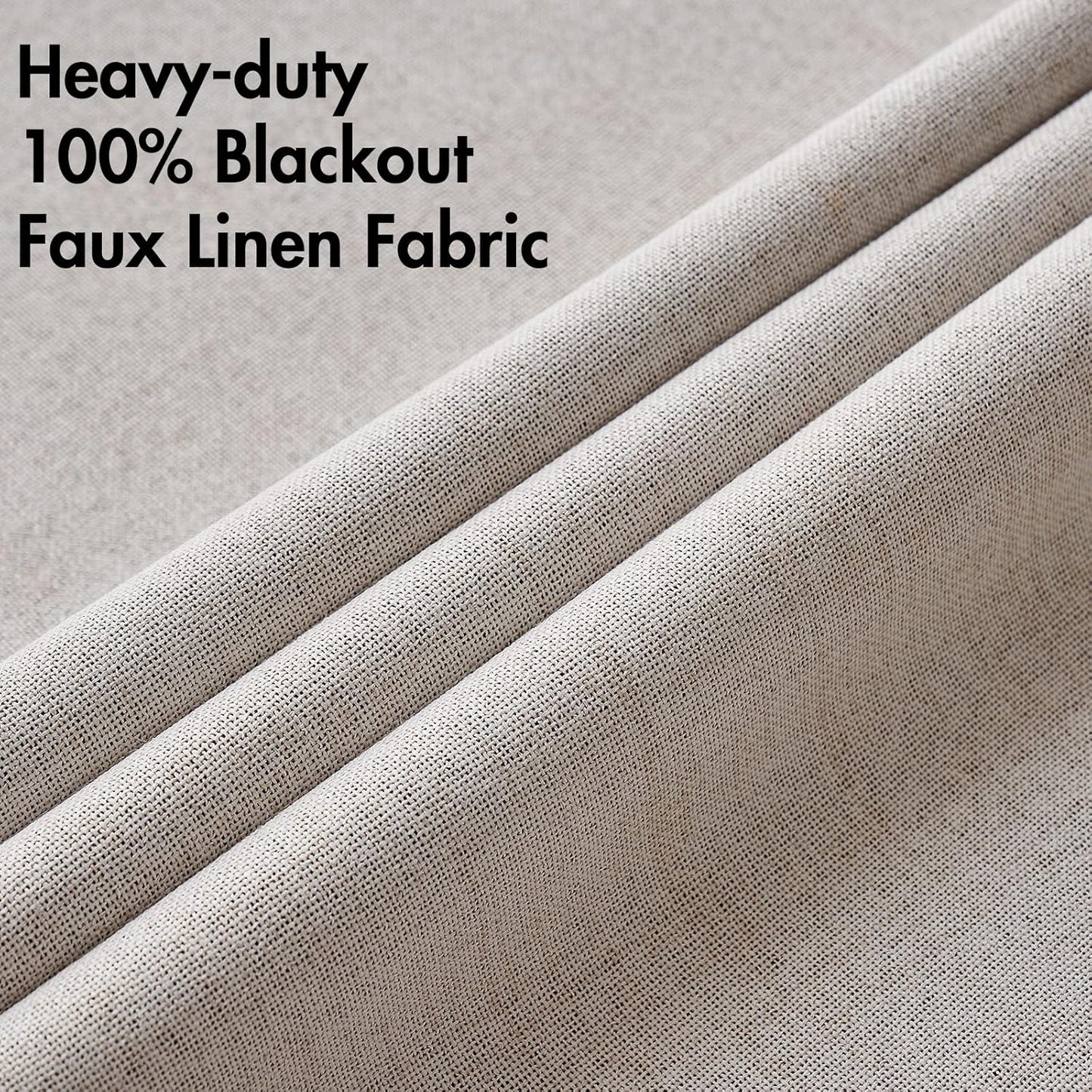 MIULEE 100% Blackout Linen Textured Curtains - Thermal Insulated Ivory Grommet Drapes | 52 x 108 Inch (2 Panels)