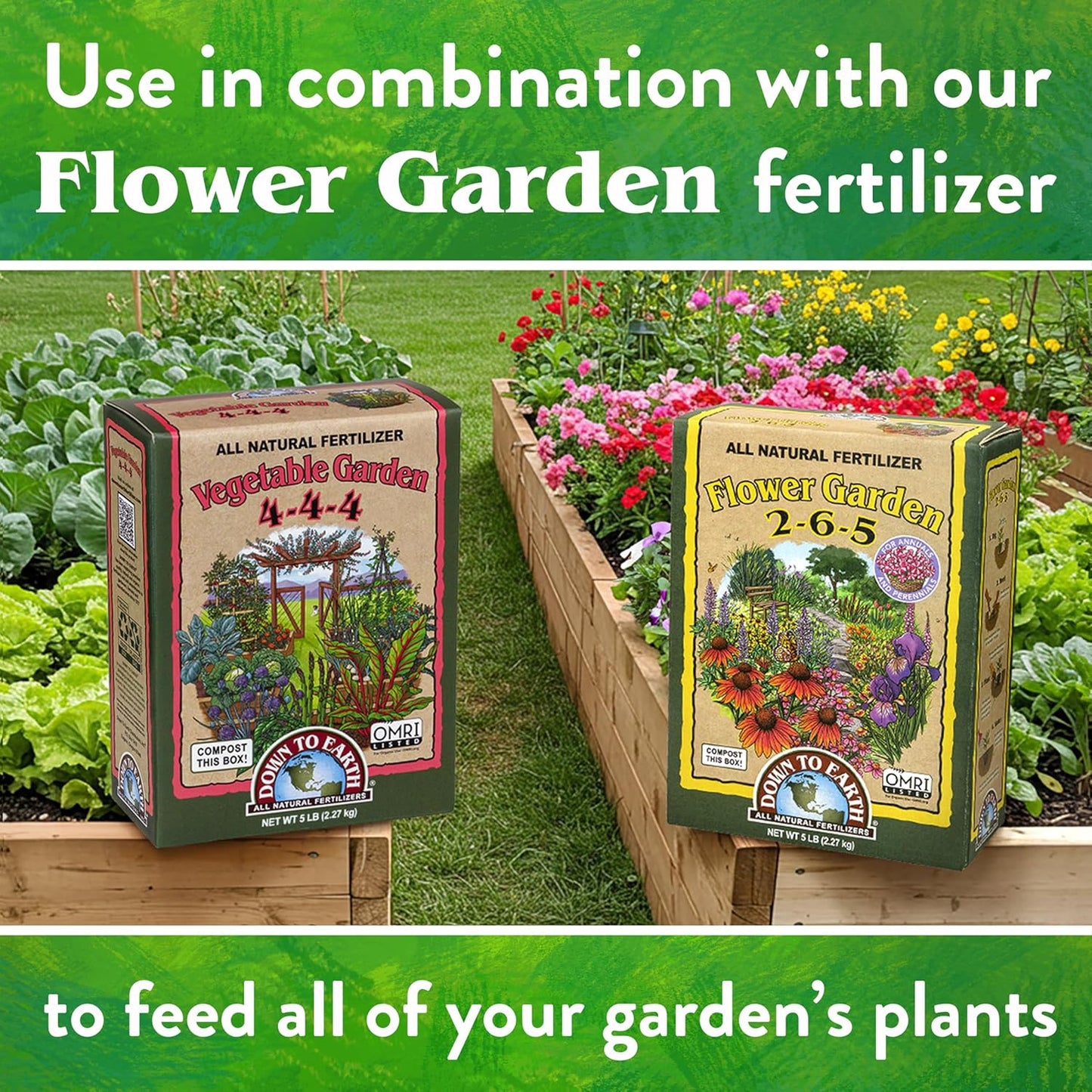 4-4-4, 15 lb Down To Earth All Natural Fertilizers Organic Vegetable Garden - Plant Food for Vegetables, Herbs, Greens
