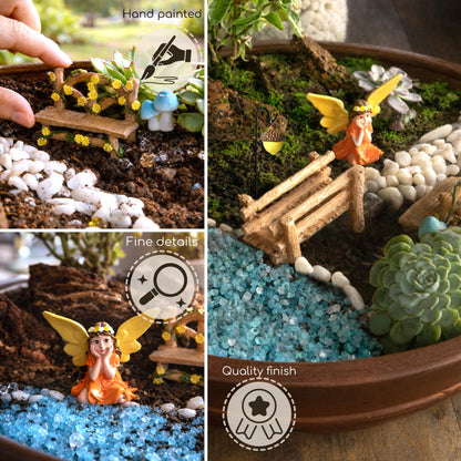 ALOVAK Fairy Garden Accessories Set, 10-Piece Hand-Painted Resin Figurines for Indoor/Outdoor Fairy Gardens, Plant Pots & Terrariums, Add-On Decor for Existing Fairy House Scenes, Gift-Ready Packaging