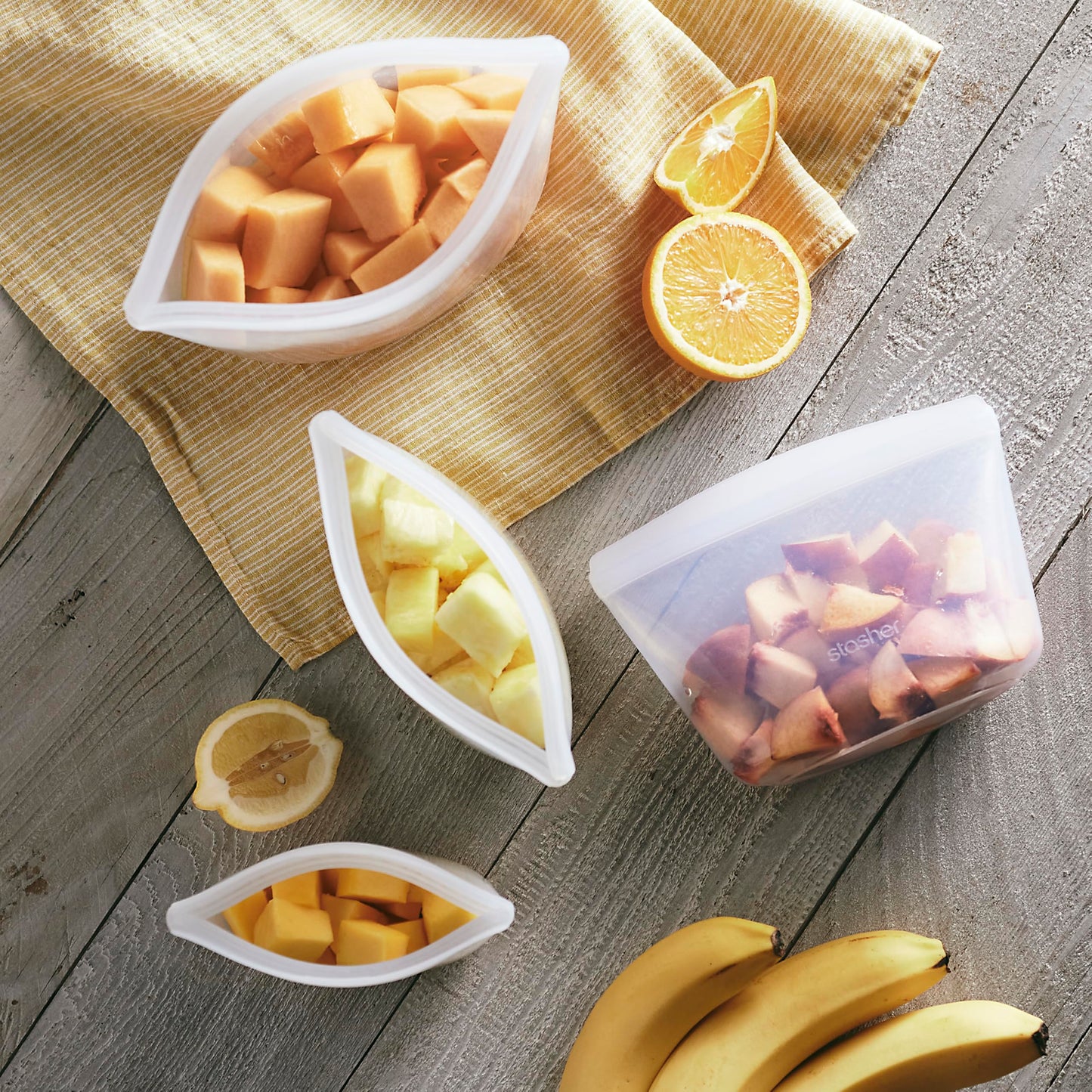 Stasher Premium Silicone Reusable Food Storage Bags, 4-Pack, Multi, Multi-Use Food Storage Bags, Lunch Bag, Travel Containers, BPA Free, Leak-free, Dishwasher-Safe, Eco-friendly