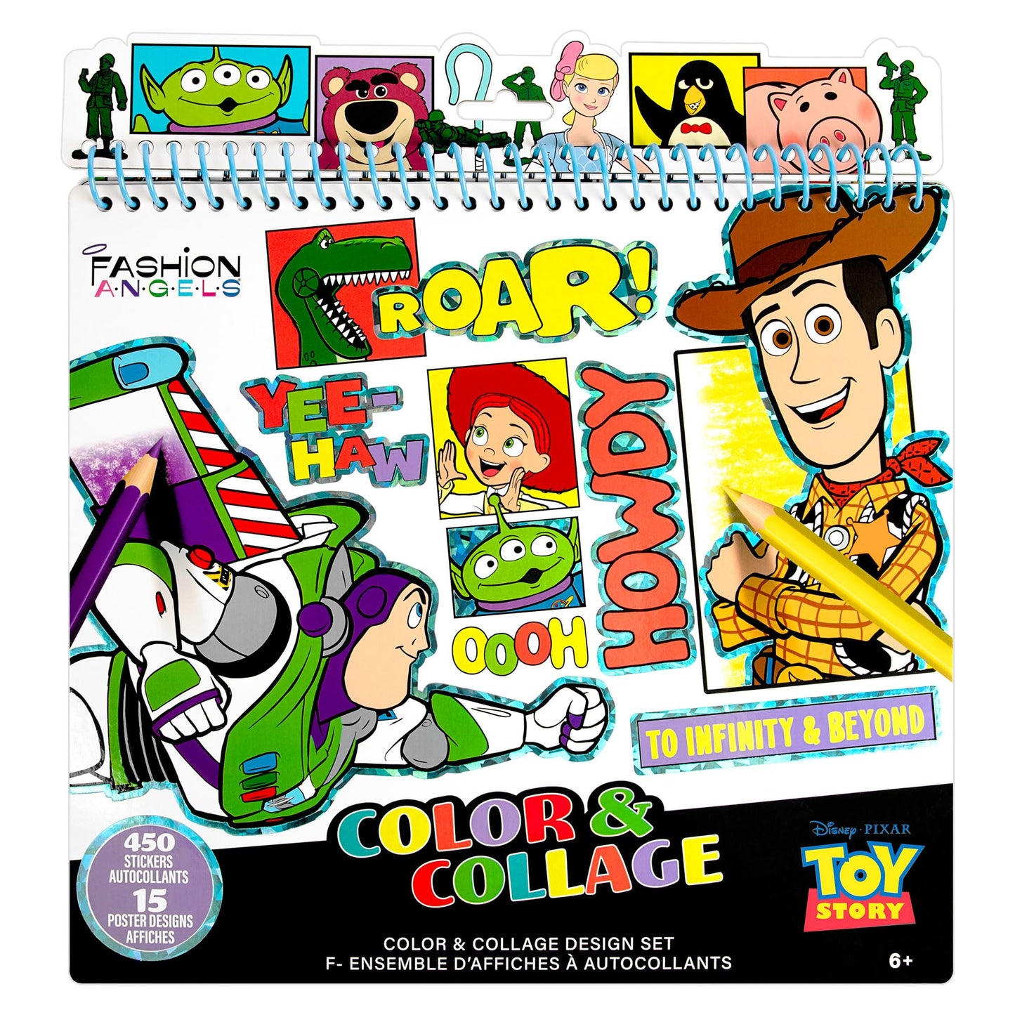 Fashion Angels Disney Pixar Toy Story Color & Collage Portfolio Set, Includes 15 Posters & 450 Stickers, Creative Art Activity Kit for Kids Ages 6+