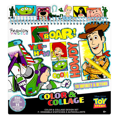 Fashion Angels Disney Pixar Toy Story Color & Collage Portfolio Set, Includes 15 Posters & 450 Stickers, Creative Art Activity Kit for Kids Ages 6+