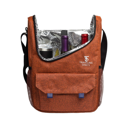 Traveling Spirits Insulated Wine Carrier | 2-3 Bottle Travel Bag With Stainless Steel Tumblers | Cooler Tote for Travel - Great Gift for Wine Lovers and Enthusiasts