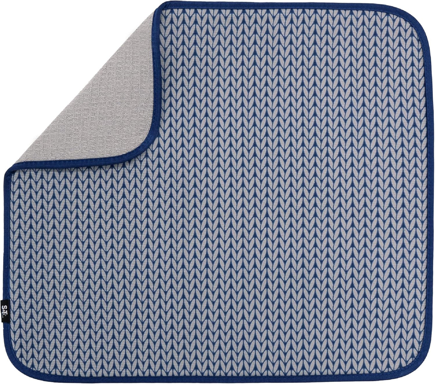 S&T INC. Dish Drying Mat - Absorbent Microfiber Kitchen Counter Pad | 16” x 18” | Large Blue