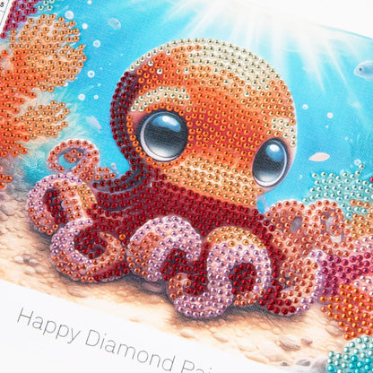 Modern Merch Small Diamond Art Packs Owl Octopus & Dragonfly, Animal Diamond Dots for Adults, Jewel Art Painting Kits, Mini Gem Arts and Crafts for Adults, Round Drill 3 Pack Partial Drill
