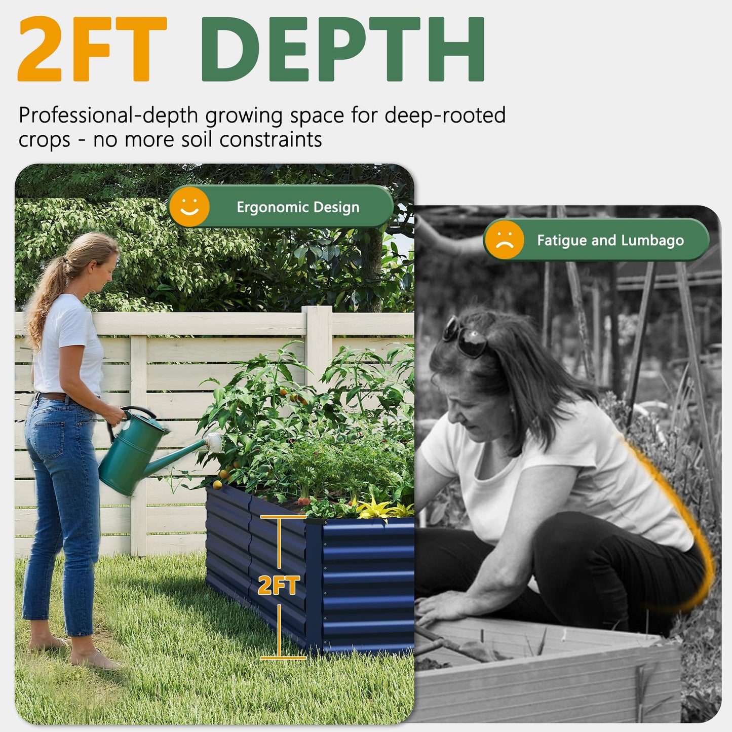 FOOWIN 4pcs 8x4x2ft Galvanized Raised Garden Bed, Planter Raised Garden Boxes Outdoor, Large Metal Raised Beds for Gardening, Garden Bed for Vegetables, Flowers, Herb,478 Gallon Capacity, Royal Blue
