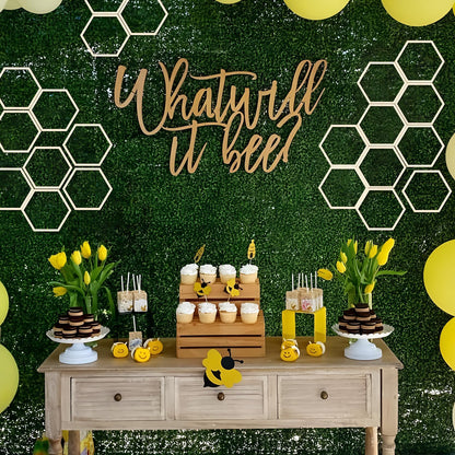 20 Pcs Wooden Honeycomb Decorations, 8.2 Inch Unfinished Hexagon Wall Decor Honeycomb Beehive Sign for Baby Shower Bee Theme Birthday Party, DIY Craft Wall Stickers Decorative Wood for Home Decor