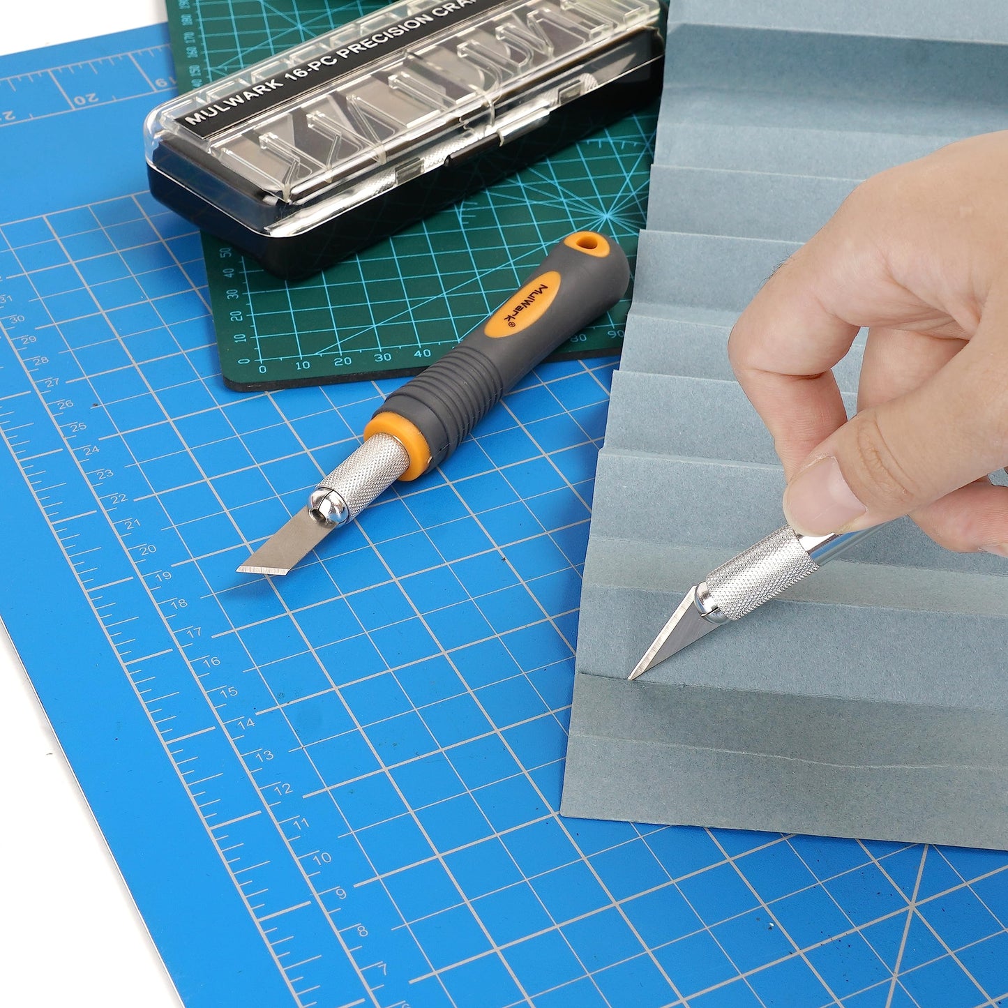 MulWark 136-Piece Precision Hobby Knife Set with Blade Storage Magnetic Handle - Portable Exacto Knife for Modeling & Crafting, Includes Chiseling, Stencil Edge & Fine Point Blades, 120#11 Blades